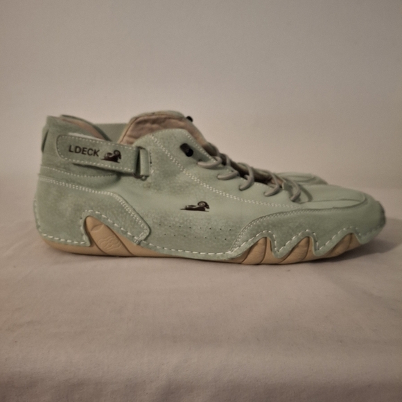 LDECK Light Green With Tan Soles Men's Suede Sneakers - Picture 1 of 6